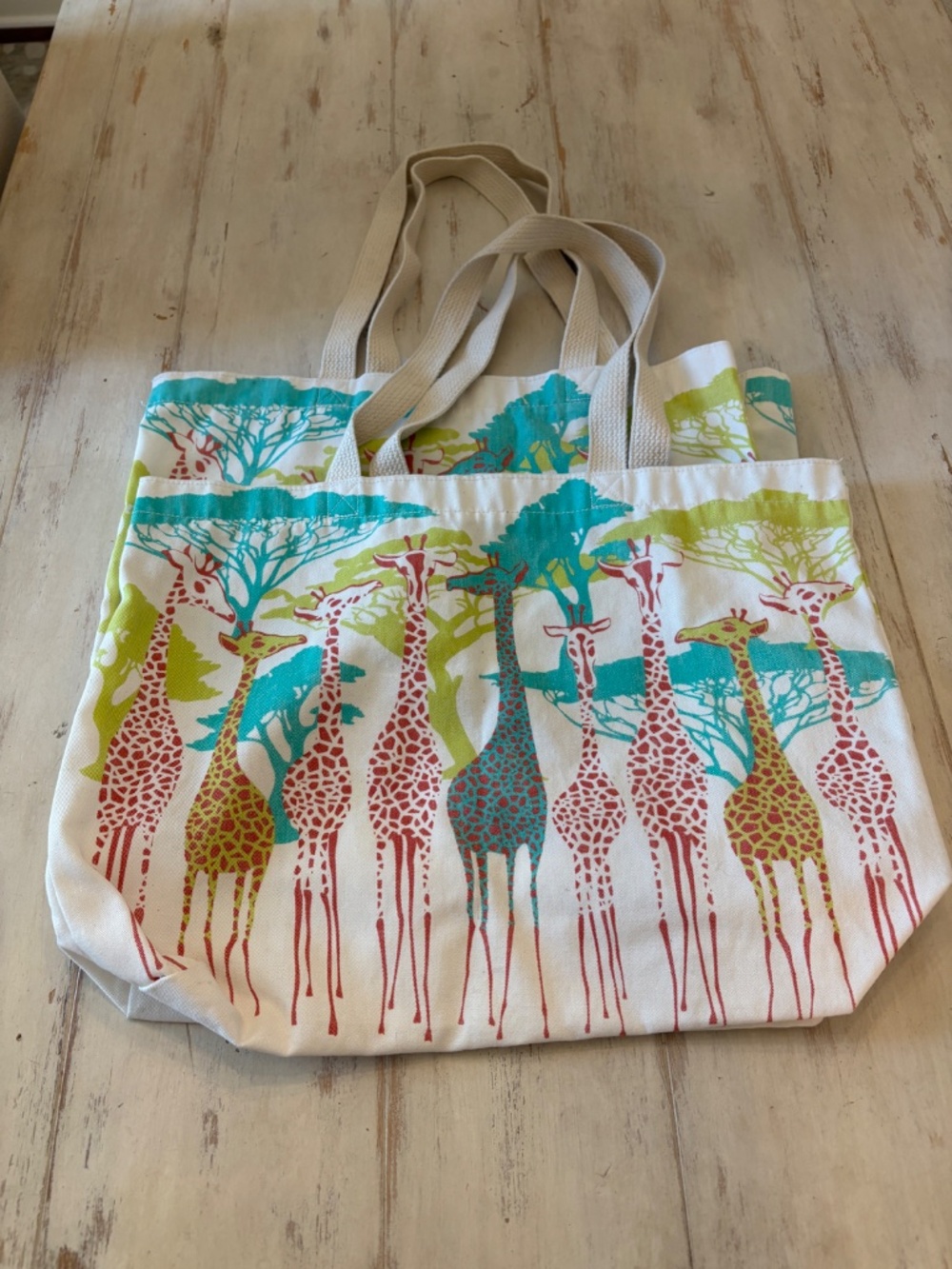 2 Cloth Totes Color Giraffe Design - Picture 4 of 6